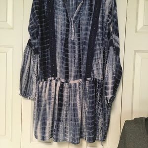 Romeo & Juliet large blue multi colored Couture Long Sleeve Dress open f…